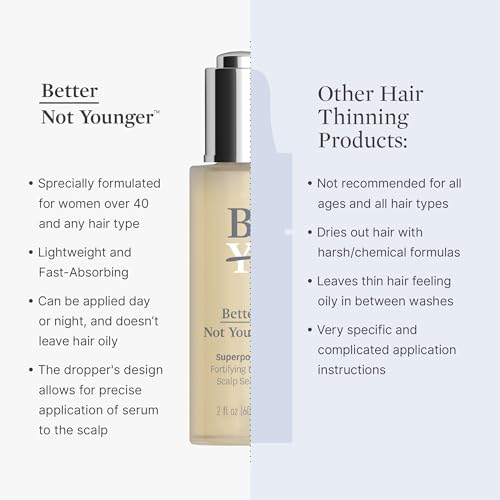 Better Not Younger Fortifying Serum for Thinning and Aging Hair - Promoting Stronger, Thicker Looking Hair Density for Women 40+ Experiencing Hair Loss - 2fl.oz