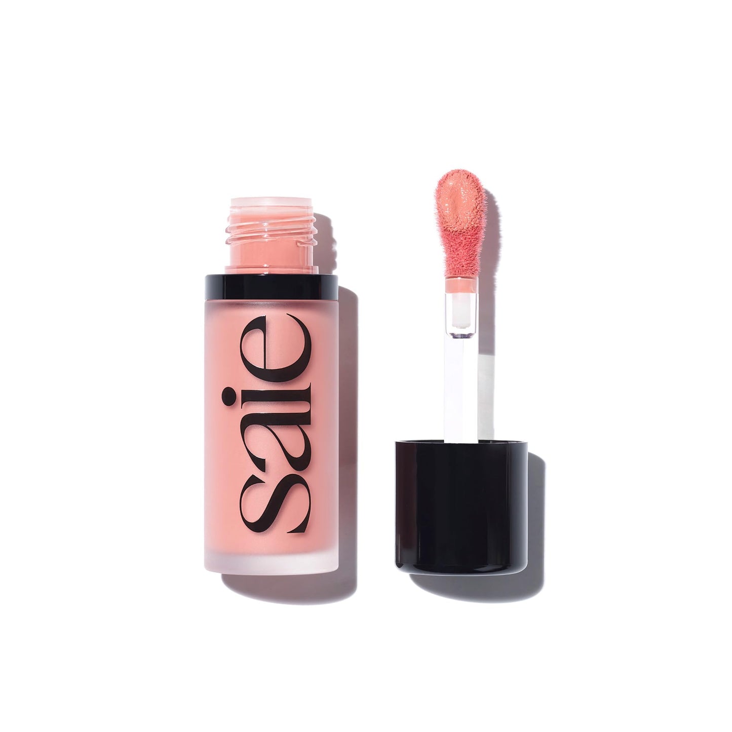 Saie Dew Blush - Lightweight Liquid Blush with a Blendable + Buildable Cream Finish - Dewy Cheek Tint with Doe Foot Wand Makeup Applicator - Soft Rose Blush - Rosy (.40 oz)